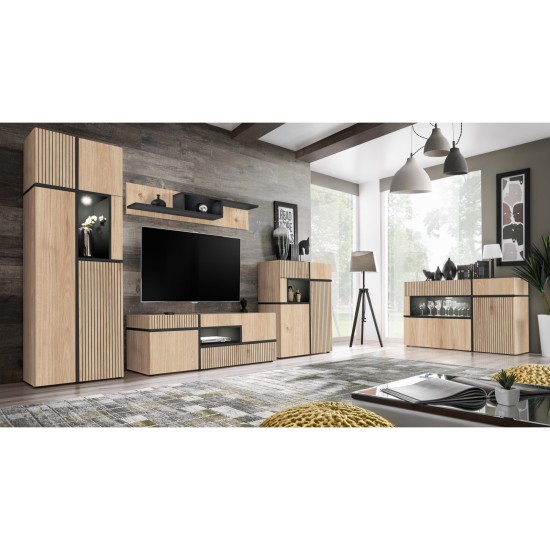 Commode CROSS 150 cm avec éclairage LED, hickory Jackson — détail 2