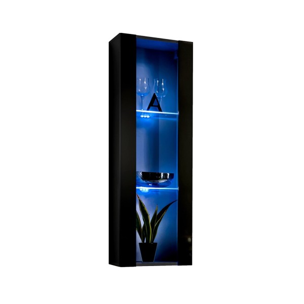 FLY 21 vitrine suspendue avec éclairage, noir brillant — détail 1