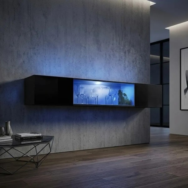 FLY 52 vitrine horizontale, noir brillant — vue d’ensemble