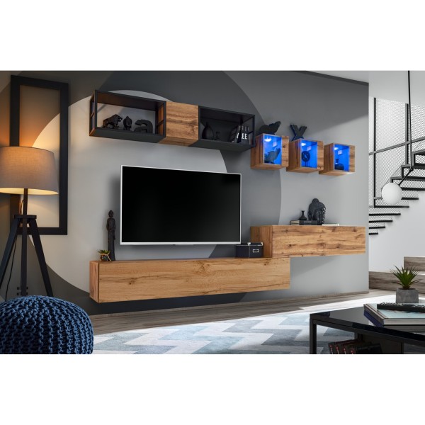 SWITCH M3 composition murale suspendue, chêne Wotan — détail 1