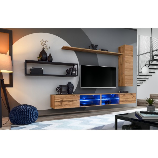 SWITCH M4 composition murale suspendue, chêne Wotan — détail 1