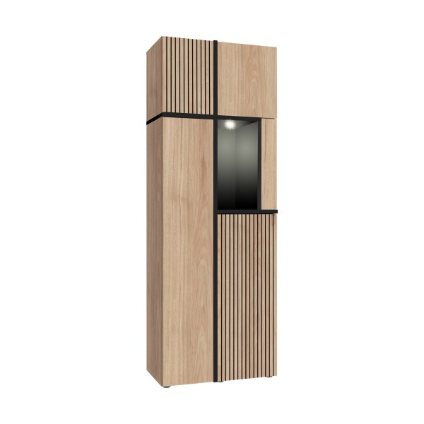 CROSS Vitrine haute 70 cm avec éclairage LED, hickory Jackson — vue d’ensemble